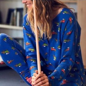 Aerie waffle knit dog print pajamas size S/P